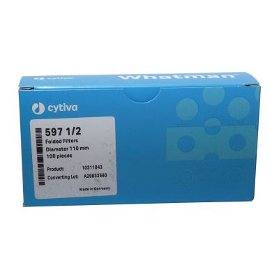 Grade 597 1/2 Qualitative Filter Paper Folded (Prepleated), 110mm, 100/Pk