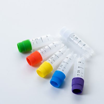 2.0ml Clr PP Sterile Cryovials, Ext. Thread/White Caps Assy, w/Side Barcode & Marked Grad., 1000/Pk