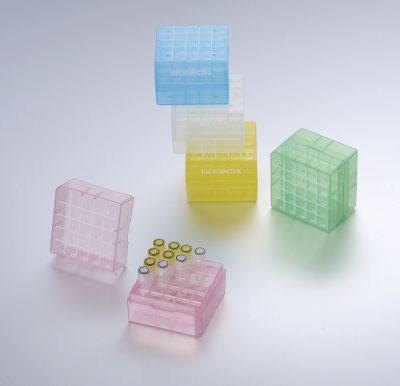 2" 25-Well PP Freezer Box (75x75x52mm) w/ Removable Lid. In Assorted Color. 30CT