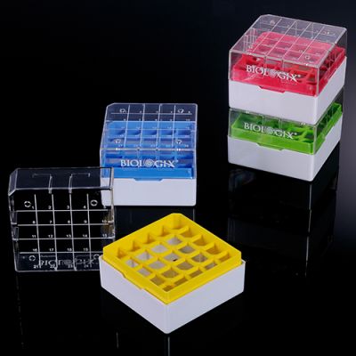 2 Inch 25-Well Polycarbonate Freezer Box (75x75x52mm) w/ Removable Lid. 30CT