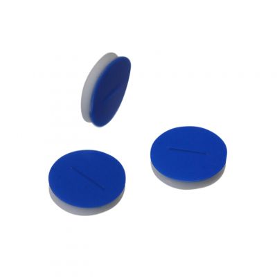 Pre-Slit Blue PTFE/White Silicone 8x2mm Vial Septa, 100/Pk