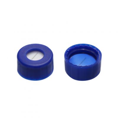 Snap Top 11mm Blue Plastic Vial Cap w/ Blue PTFE/White Silicone Septa, 100/Pk