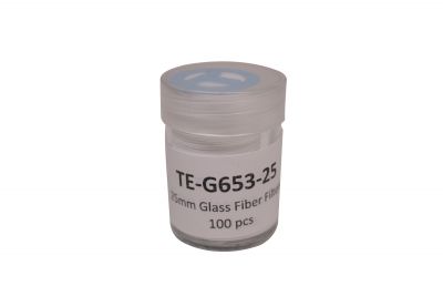 TE-G653-25, 25mm diameter glass fiber filter, 100/pk