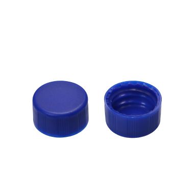 Screw Top 9mm Blue Plastic Closed Top Vial Cap, 100/Pk