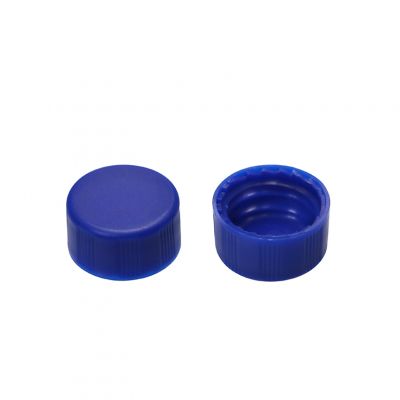 Screw Top 9mm Blue Plastic Closed Top Vial Cap, 100/Pk