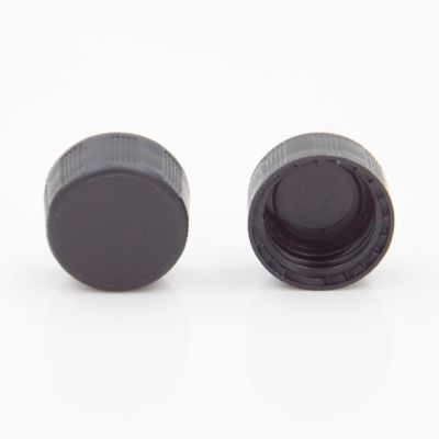 Screw Top 9mm Black Plastic Closed Top Vial Cap, 100/Pk