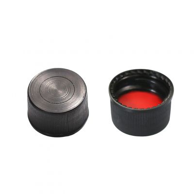 Screw Cap 15mm Black Plastic Closed Top Vial Cap w/ Red PTFE/White Silicone Septa, 100/Pk
