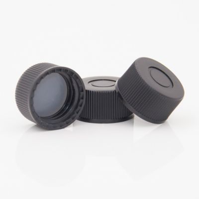 Screw Cap 15mm Black Closed Top Vial Cap w/ Natural PTFE/Natural Silicone Septa, 100pk