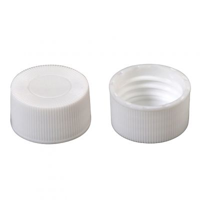 Screw Top 24mm White Plastic Closed Top Vial Cap, 100/Pk