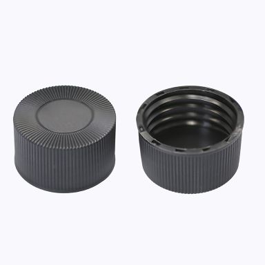 Screw Top 24mm Black Plastic Closed Top Vial Cap, 100/Pk