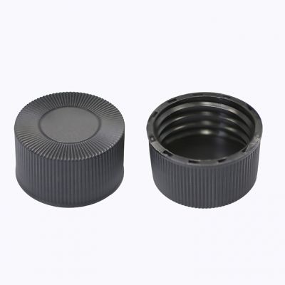 Screw Top 24mm Black Plastic Closed Top Vial Cap, 100/Pk