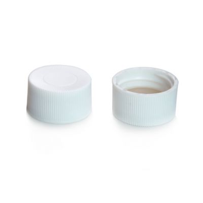 Screw Top 24mm White Closed Top Vial Cap w/ Natural PTFE/Natural Silicone Septa, 100/pk