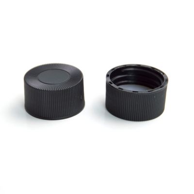 Screw Top 24mm Black Closed Top Vial Cap w/ Natural PTFE/Natural Silicone Septa, 100/pk
