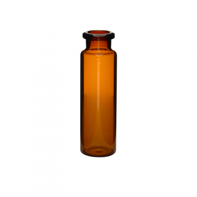 Crimp Top 20mm Amber Type 1 Glass 20mL Headspace Autosampler Vials w/ Round Bottom, 100/Pk