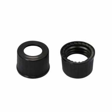 Screw Cap 9mm Black Plastic Vial Cap, 100/Pk