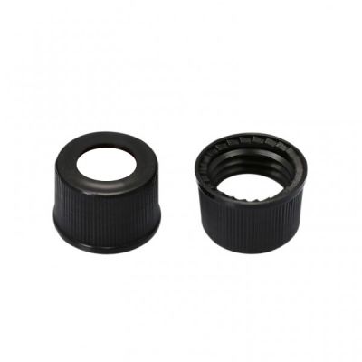 Screw Cap 9mm Black Plastic Vial Cap, 100/Pk