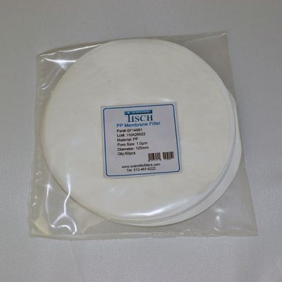 Polypropylene Membrane Filters, 1.0um, 125mm, Nonsterile, 50/Pk