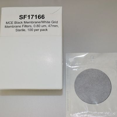 MCE Membrane Filters, Black w/White Grid, 0.8um, 47mm, Sterile, 200 Pk