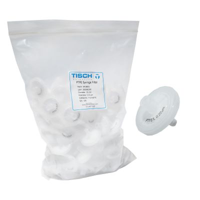 PTFE Hydrophilic Syringe Filters, 0.22 um, 25mm, Luer-Lok/Luer Slip, Nonsterile, 100/Pk