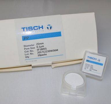 Polypropylene Membrane Filters, 0.1um, 25mm, Nonsterile, 100/Pk