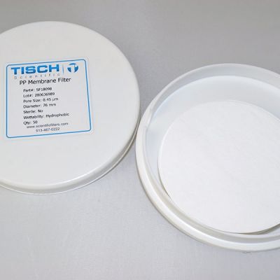 Polypropylene PP Membrane Filter, 0.45um, 76mm, 100/Pk