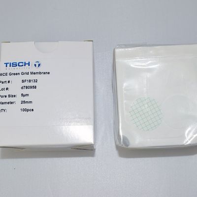 MCE Membrane Filters, White w/Green Grid, 5.0um, 25mm, Nonsterile, 100/Pk