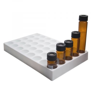 Vial Rack for 27.5 mL Vials, White PP, 40 Holes, 1 Pack