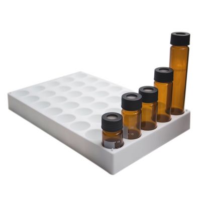 Vial Rack for 27.5 mL Vials, White PP, 40 Holes, 1 Pack