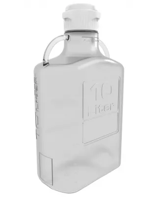 EZclear 10 L (2.5 Gal) PETG Space Saving Carboy with 83B VersaCap, Large Pinched Handles, 1/EA