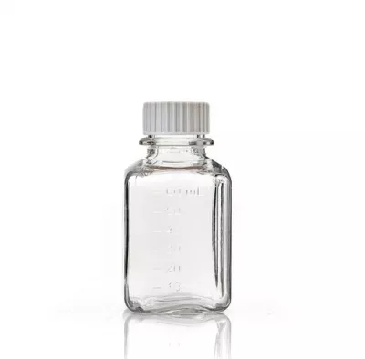 EZBio 60 mL PETG Media Bottle, Square, Sterile, 40/CS