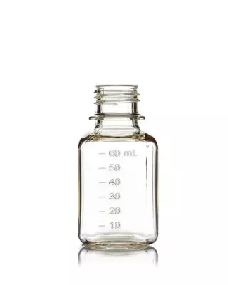 EZBio 60 mL PETG Media Bottle, Square, Nonsterile, No Caps, 40/CS