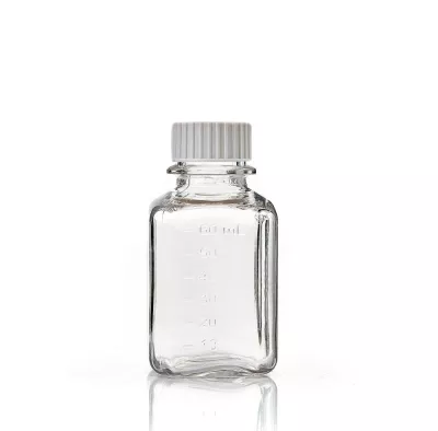 EZBio 60 mL PC Media Bottle, Square, Sterile, 24/PK