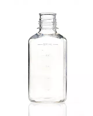 EZBio 500 mL PC Media Bottle, Square, Nonsterile, 38-430 VersaCap, No Caps, 12/PK
