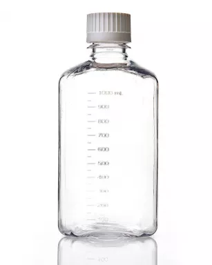 EZBio(R) 1 L PC Media Bottles, Sterile with 38-430 mm White Closed VersaCap Closures, 12/PK