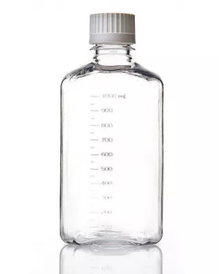 EZBio 1 L (1,000 mL) PC Media Bottle, Square, Sterile, 38-430 VersaCap, 12/PK
