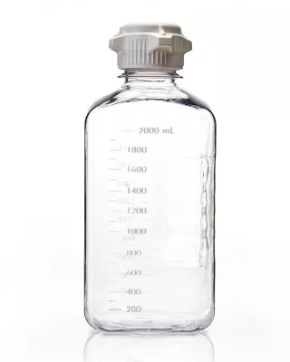 EZBio 2 L (2,000 mL) PC Media Bottle, Square, Sterile, 53B VersaCap, 6/PK