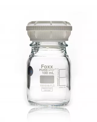 PUREGRIP Glass Reagent Bottle, GL45 VersaCap, 100 mL, 10/CS