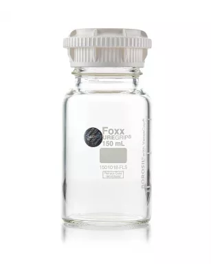PUREGRIP(R) Reusable Round Glass Media Storage Bottles with GL45 VersaCap, 150 mL, 10/CS