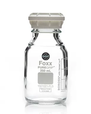 PUREGRIP(R) Reusable Round Glass Media Storage Bottles with GL45 VersaCap, 500 mL, 10/CS