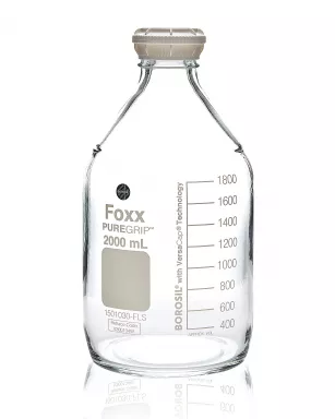 PUREGRIP(R) Reusable Round Glass Media Storage Bottles with GL45 VersaCap, 3 L, 2/CS