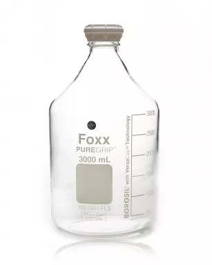 PUREGRIP(R) Reusable Round Glass Media Storage Bottles with GL45 VersaCap, 5 L, 1/EA