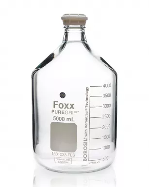 PUREGRIP(R) Reusable Round Glass Media Storage Bottles with GL45 VersaCap, 10 L, 1/EA