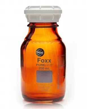 PUREGRIP(R) Reusable Round Glass Media Storage Bottles with GL45 VersaCap, 500 mL, 10/CS