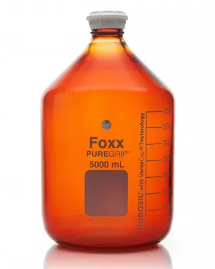 PUREGRIP(R) Reusable Round Glass Media Storage Bottles with GL45 VersaCap, 10 L, 1/EA