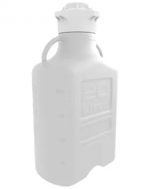 EZgrip(R) 20 L HDPE Space Saving Carboy with 120 mm widemouth VersaCap, Large Pinched Handles, 1/EA