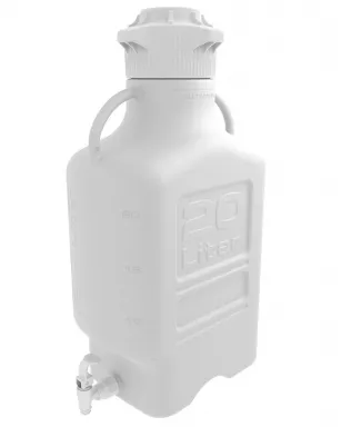 EZgrip(R) 20 L PP Space Saving Carboy with Leakproof Spigot, Wide Mouth 120mm VersaCap, 1/EA