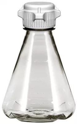 EZBio 1 L PC Erlenmeyer Flask, Nonsterile, 53 mm (53B) VersaCap, Baffled, 6/PK
