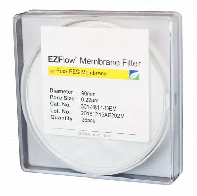 EZFlow(R) PES Membrane Filters, 0.22 um, 90 mm Diameter Filter Discs, Non-Sterile, 25/PK