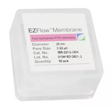 EZFlow(R) PTFE Hydrophobic Membrane Filters, 0.22 um, 25 mm Diameter Filter Discs, 50/PK