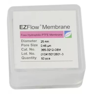 EZFlow(R) PTFE Hydrophobic Membrane Filters, 0.45 um, 25 mm Diameter Filter Discs, 50/PK